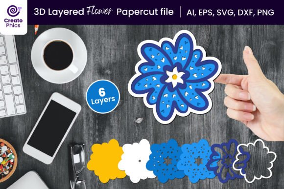 3D Layered Flower Paper: A 3D SVG for Paper Flowers