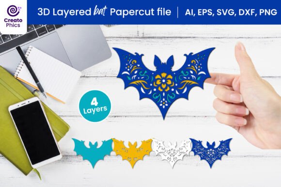 3D SVG Bat for Gothic Home Décor Branding