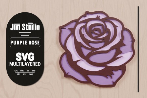 3D SVG Purple Rose: Graphics for Crafts Branding