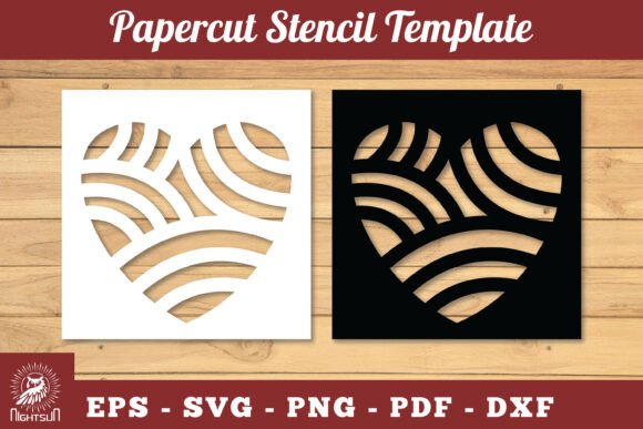 3D SVG Valentine's Day Heart Papercut Stencil