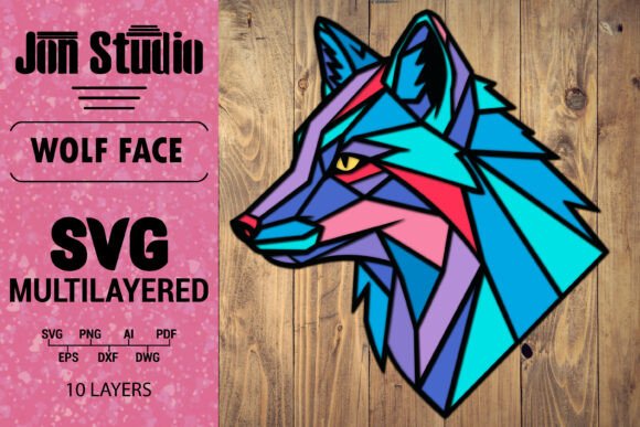 3D SVG Wolf Face: Graphics & Crafts Branding