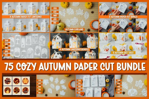 75 Cozy Autumn Paper Cut Bundle: 3D SVG for Fall