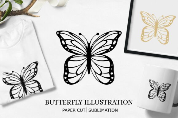 Beautiful Butterfly Silhouette 3D SVG Ornaments