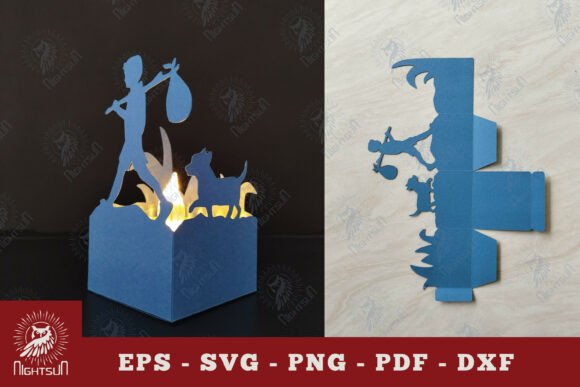 Boy with Dog Papercut Lantern 3D SVG for Dogs