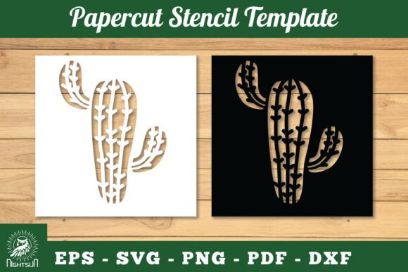Cactus Papercut Stencil SVG 5: 3D SVG for Cacti Content