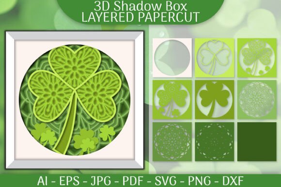 Clover St Patrick s Day 3D SVG for Shadow Boxes