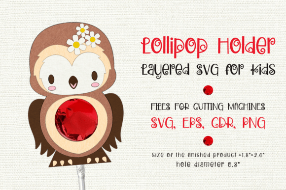 Cute Owl Lollipop Holder: 3D SVG Kids Crafts Asset