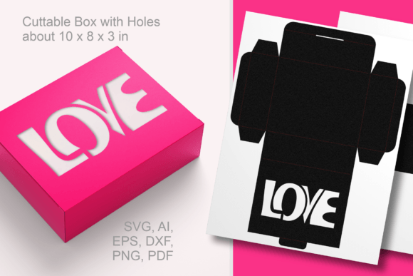 LOVE Wide Window 3D SVG for Gift Boxes