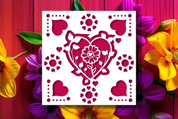 Paper Cut Valentine's Card SVG for 3D Shadow Boxes