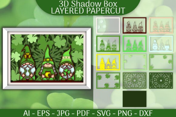 St Patrick's Day Gnome 3D SVG for Shadow Boxes
