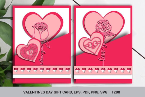 Valentine Day Folding Gift Card SVG 1288: 3D Shapes Review