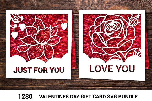 Valentine's Day Floral Gift Card SVG1280: 3D SVG Shapes